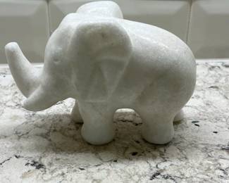 C88 - $20. Small Marble Elephant Statue. Tusks are chipped. 