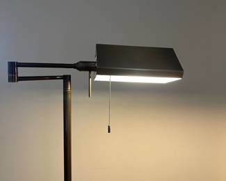 C92 - $175. Brass Articulated Floor Lamp. Base is 13" wide x 52" tall. 