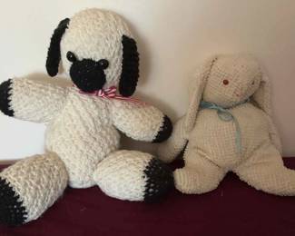Two Vintage Homemade Stuffed Animals 