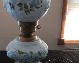 Vintage Milk Glass Hurricane Table Lamp