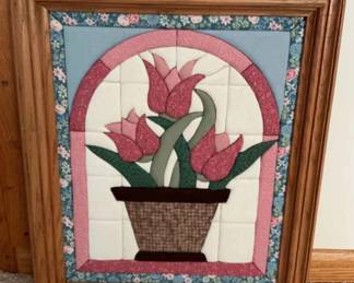 Hand Sewn Quilted Framed Picture 