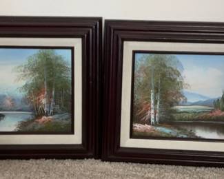 Two Framed Oil Paintings of Outdoor Scene