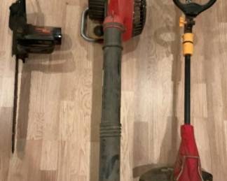 Yard Trimmer, Blower, and Chainsaw 