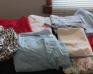 Large Assortment of Tablecloths, Runners, Sheets, etc.