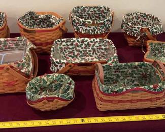 004 9 Piece Christmas Collection of Longaberger Baskets
