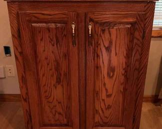 Handmade Solid Oak Sewing Cabinet