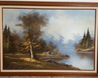 Framed Landscape Oil Painting
