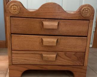 Handcrafted Wooden Storage With Drawers And Pictures