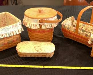 Five Piece Collection of Longaberger Baskets with Liners