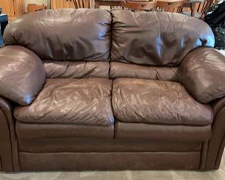 Viewpoint Leather Works Brown Leather Loveseat