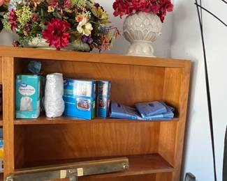 Wood Shelving and Artificial Floral Pieces