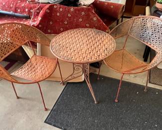MCM Metal Table and 2 Chairs