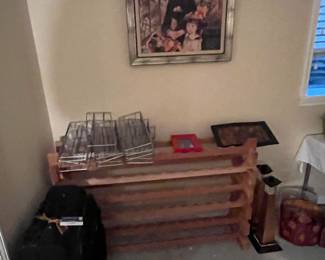 Wine Rack, Artwork and Luggage Items