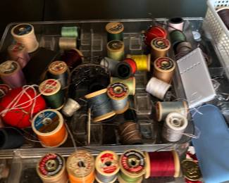 Spools of Thread and Sewing Items