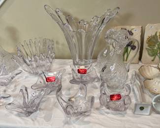 Crystal Art Vannes France Splash Vase and Decor Pieces