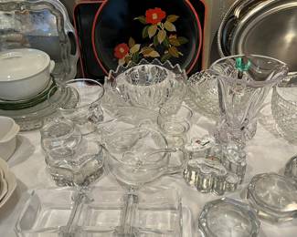 Assorted Glass and Acrylic Entertaining Pieces and Trays