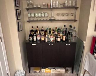 Bar Cabinet, Barware, Riedel Glasses