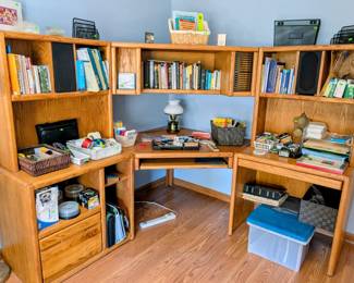 #7  Four piece Oak Desk  77"Wx45"Dx62"H   $195