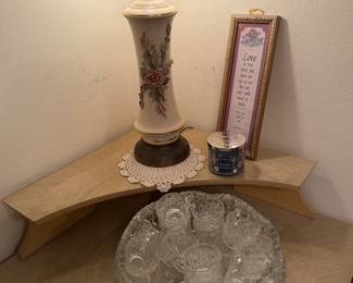 Large Crystal Punch Bowl Set