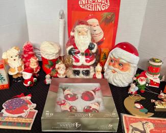 Vtg Japan USA Santas  Wax, Paper Mache 
