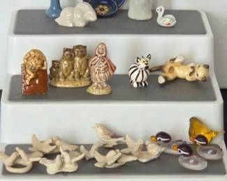 Miniature Porcelain, Clay Glass Birds, Cats