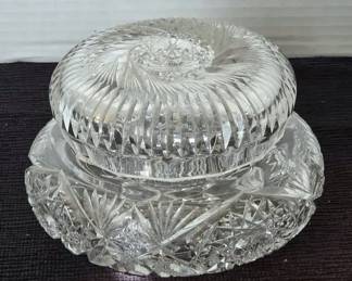 American Brilliant Cut Glass Powder Jar