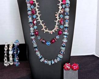 Vintage Crystal Beaded NecklacesEarrings