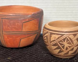Native American Hopi Polychrome Signed Pots 
