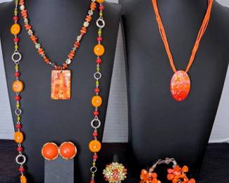 Orange Vintage Newer Fashion Jewelry Some Sterling