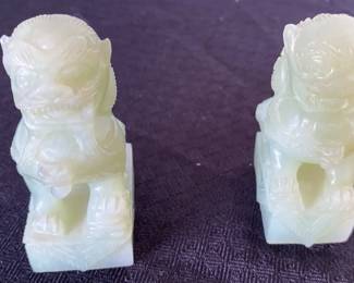 Carved Jade Foo Dog Pair