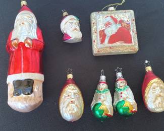Vtg INGE Glass More Santa Christmas Ornaments