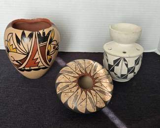 Acoma Mata Ortiz Pots  Both Signed