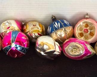 Vintage Pink Reflector Indent Glass Ornaments