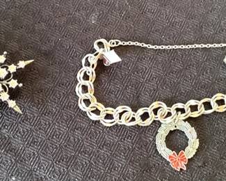 All Sterling Christmas Bracelet, Pin, Ornaments