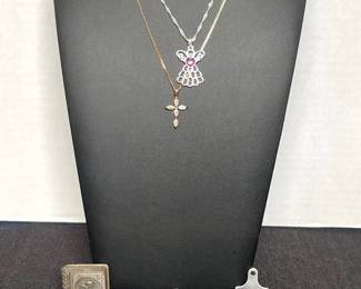 Religious Medals Jewelry  Sterling  Alva Studios Set