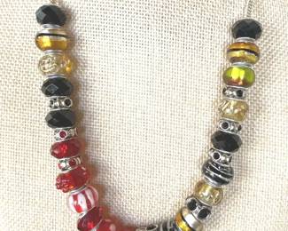 Glass, Crystal And Silvertone Bead 