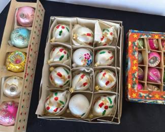 Antique Vtg Christmas Ornaments, Blown Glass Indents  HP