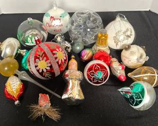 Antique, Vtg Newer Blown Glass Xmas Ornaments