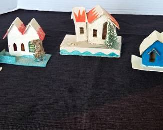 Vtg Japanese Putz Paper Christmas Houses