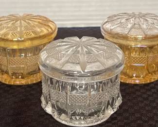 Depression Era Glass Powder Vanity Boxes