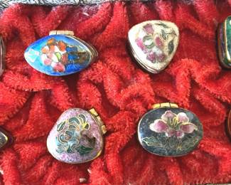 Mini Cloisonne Enamel Trinket Box Set Jewelry 
