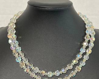 Vtg Hobe Signed Crystal Bead Necklace
