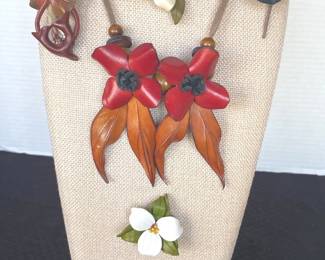 Vintage Leather Flower Jewelry