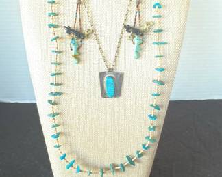 Vtg Native American Jewelry Turquoise, Fetishes