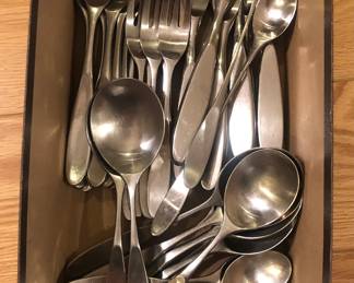 Mid century Lauffer" Magnum" stainless flatware - 44 pieces total  = service for 8 + 4 serving pieces (made in Japan)