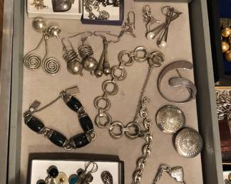 Sterling earrings & bracelets + a couple of rings