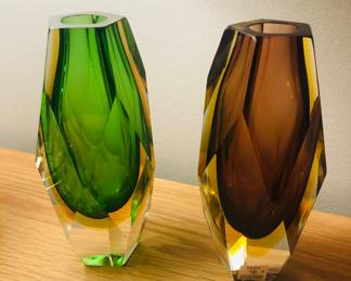Murano glass vases 8” tall