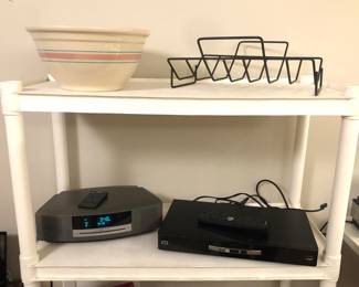 Big mixing bowl, Bose Wave Music System with remote, Vizio Blu-ray player VBR-231 with remote