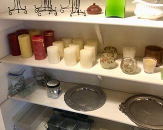 Candles, votive holders, plate stands, serving trays