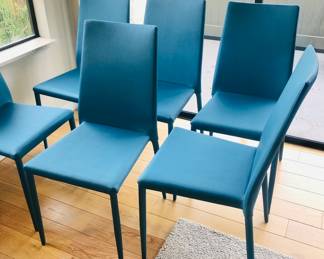 Set of 7 Airnova Bea dining chairs (in teal), made in Italy 
